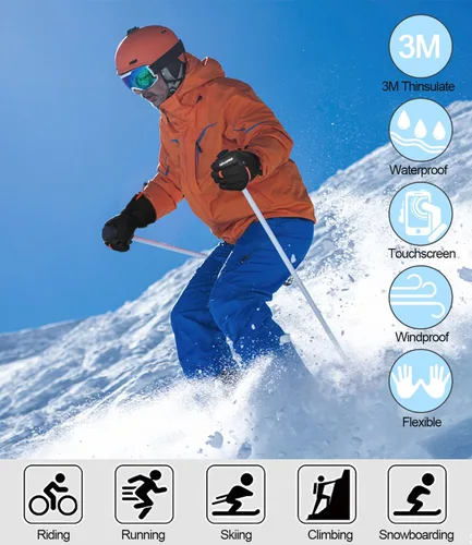 Miniatura 8 de Guantes de invierno para hombres y mujeres, guantes de snowboard y esquí, impermeables y aislados, resistentes al viento para clima frío