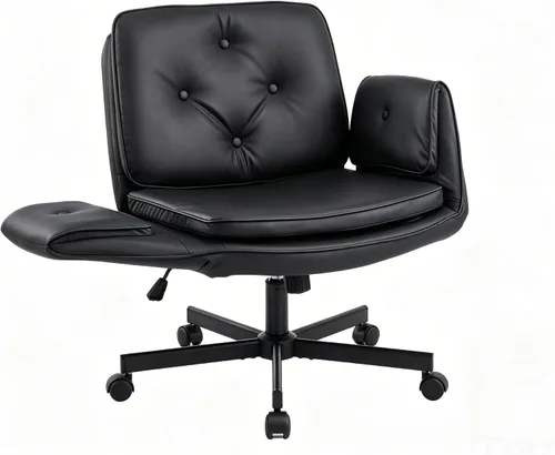 Miniatura 16 de MOJAY Criss Cross Chair, Vanity Chair, Pretty Fancy Desk Chair, Cross Legged Office Chair for Girls, 360°Swivel Height Adjustable Reception Chair