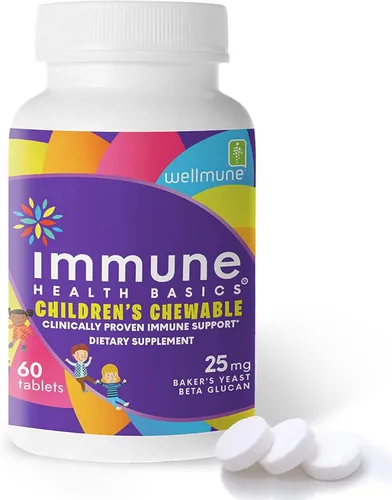 Comprimidos masticables para niños, Wellmune clínicamente probados altamente purificados suplementos de inmunidad beta glucano para niños, aprobados