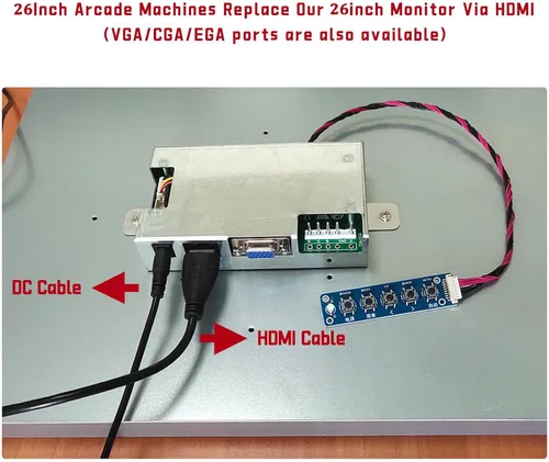 Miniatura 5 de UNICO Monitor de la arcada de 26 pulgadas, monitor del juego del LCD del ratio 4:3 para la máquina de la arcada de HDMI/VGA/CGA/EGA
