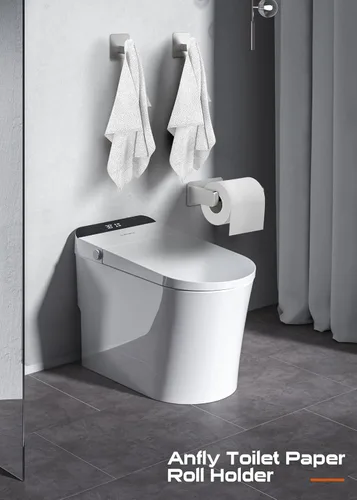 Miniatura 3 de Anfly Soporte de papel higiénico para caravana, soporte de papel higiénico adhesivo de níquel cepillado con 2 ganchos para colgar para cámper, baño