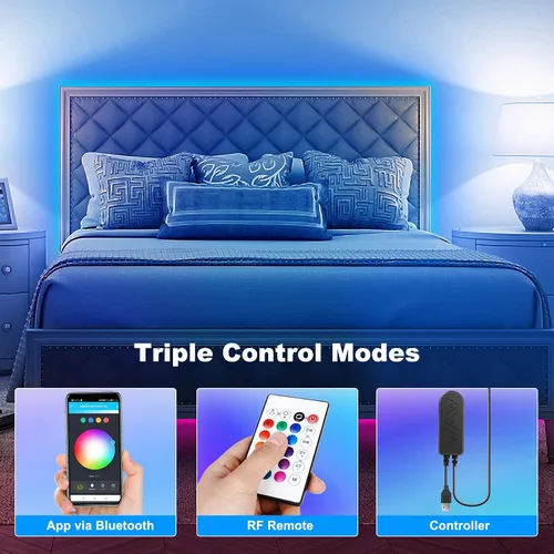 Miniatura 4 de Tatazone Luces LED Bluetooth RGBWW para TV de 50 a 55 pulgadas con control de aplicación, RGB + retroiluminación blanca sintonizable 3000K-6500K