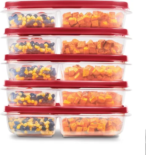 Miniatura 8 de Rubbermaid EasyFindLids - Recipientes para preparación de comidas, 5.5 tazas, color rojo