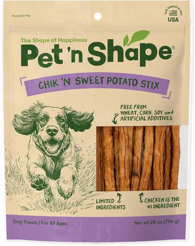 Pet 'n Shape Chik 'n Sweet Potato Stix – Hecho y obtenido en los Estados Unidos – Golosinas naturales saludables para perros, 28 onzas