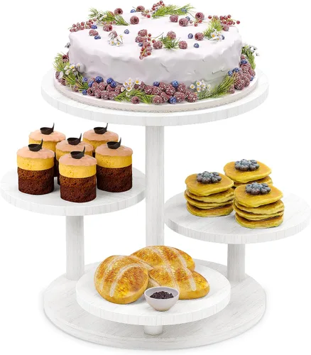 Miniatura 7 de HURZMORO Soporte de Torre de Cupcakes Redondo de 4 Niveles para 50 Cupcakes, Soporte de Pastel de Madera con Decoración de Bandeja Escalonada