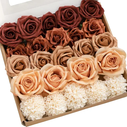 Miniatura 18 de Ling's moment Flores Artificiales de Seda Falsa Hortensias Rosas de Espuma Gardenias Falsas Combo para Bricolaje Ramos de Boda Centros de Mesa