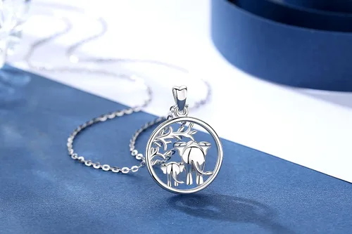 Miniatura 9 de AEONSLOVE Collar de elefante de plata de ley con buena suerte, regalo para mujer, cadena de 17.7in, Plata esterlina