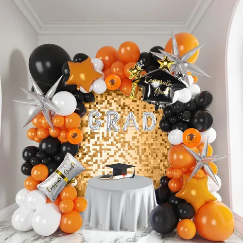 Miniatura 13 de Kit de arco de guirnalda de globos de graduación de 120 piezas con certificado de graduación, gorro de graduación, letra, globos de Mylar