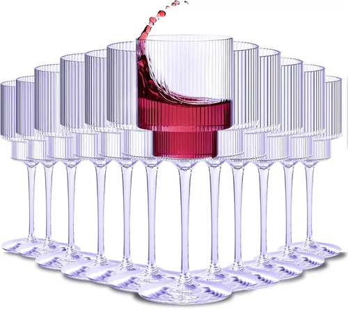 Miniatura 10 de Lueumxc Copas de vino de plástico – Copas de vino acrílicas de 12 onzas, Origami irrompible, vasos de cóctel de plástico transparente, reciclables