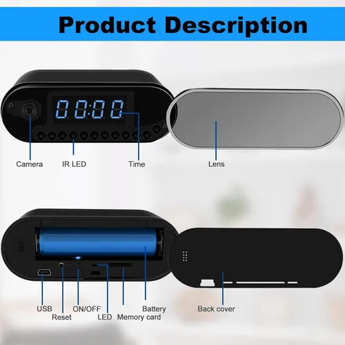 Miniatura 5 de NJINALW Cámara de reloj inteligente, WiFi HD 1080P Mini cámara inalámbrica con visión nocturna, detección de movimiento y visión remota, cámara