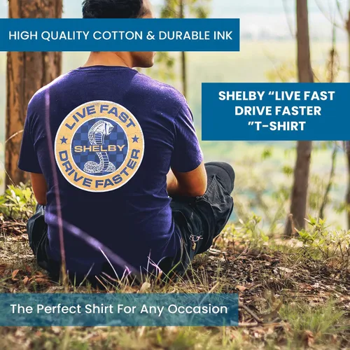 Miniatura 2 de Shelby Cobra Snake Live Fast, Drive Faster Camiseta Indigo