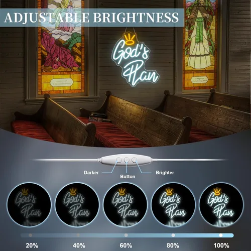 Miniatura 3 de WLHOPE Letrero de neón del Plan de Dios Letreros de neón LED blancos para decoración de pared, letreros de neón de Dios con alimentación USB