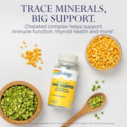 Miniatura 3 de SOLARAY Quelato de aminoácidos de zinc y cobre, suplemento de apoyo inmunológico con cinc quelado de 50 mg - hueso, piel, salud cardíaca y apoyo