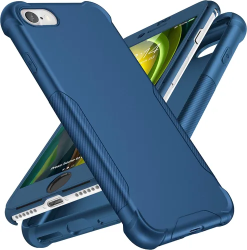 Miniatura 14 de ORETech Funda diseñada para iPhone 13 Mini con 2 protectores de pantalla de vidrio templado, textura de fibra de carbono policarbonato duro