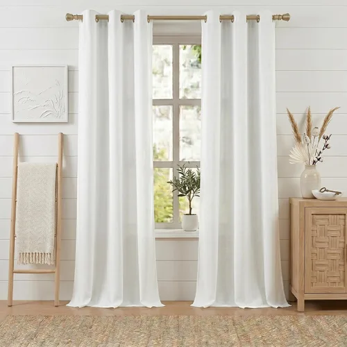 Miniatura 13 de Anpark Cortinas 100% opacas para dormitorio, cortina opaca de lino estilo granja de 84 pulgadas de largo, juego de 2 paneles, cortinas de ventana