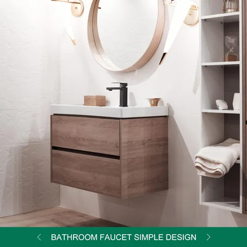 Miniatura 7 de VOTON Grifo de baño negro mate 1 agujero, grifo de tocador de acero inoxidable para fregadero de baño con placa de cubierta mangueras de suministro