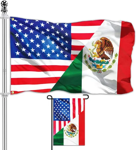 Miniatura 13 de Bandera de la amistad de México, Estados Unidos, banderas amigables de 3 x 5 pies, banderas de jardín y banderas de jardín de 12 x 18 pulgadas
