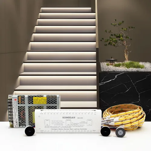 Miniatura 8 de Kit de iluminación LED para escaleras con sensor de movimiento inteligente KMG-3233, tira de luz LED cortable de 40" para luces de escalera LED