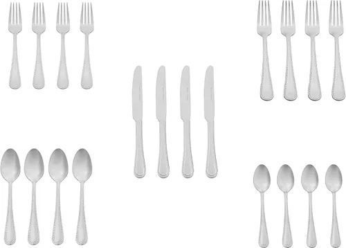 Miniatura 5 de Amazon Basics - Juego de cubiertos de acero inoxidable, cubiertos de plata aptos para lavavajillas, servicio para 4, juego de 20 piezas de tenedores