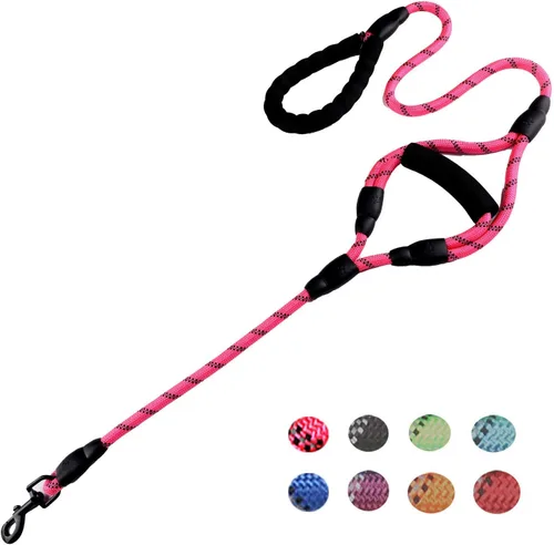 Miniatura 12 de Love Dream Correa para perro de 5 pies de largo con 2 cómodas asas acolchadas, hilos reflectantes con doble asa para control de seguridad, correa