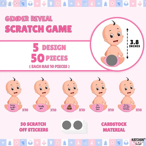 Miniatura 2 de KatchOn, Juego de rascar para baby shower para invitados, 50 tarjetas, juego de rascar para bebés, juegos de revelación de género para invitados