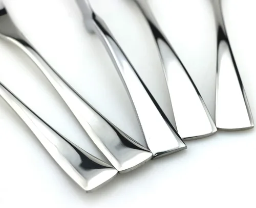 Miniatura 6 de JASHII Juego de cubiertos de acero inoxidable 18/10 de 20 piezas de plata pulida con espejo, cuchillo de cena, tenedor de ensalada, cuchara