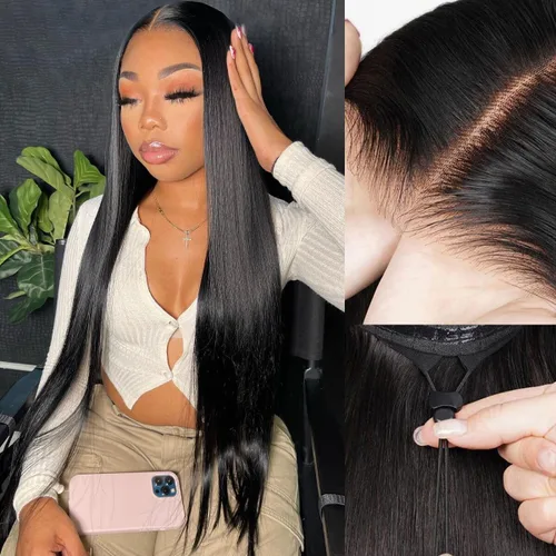 Miniatura 9 de Pelucas de cabello humano lacio de 20 pulgadas con encaje frontal de 13 x 6 pulgadas para mujeres negras, predepiladas con línea capilar natural