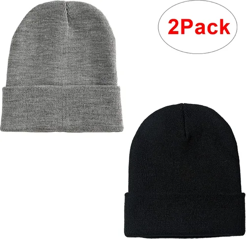 Miniatura 2 de PFFY 1 o 2 paquetes de gorros unisex para hombres y mujeres, gorros de invierno de punto