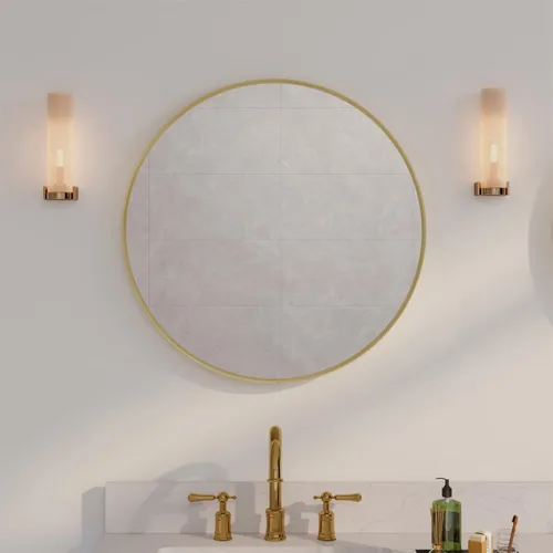 Miniatura 14 de WELLFOR Espejo redondo negro de 24 pulgadas, moderno espejo circular montado en la pared con marco de metal para entradas, baños, salas de estar