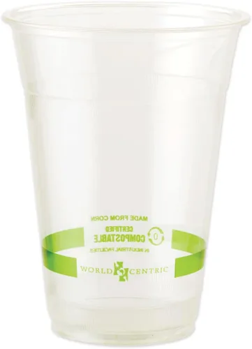 Miniatura 9 de World Centric Pla Clear Cold Cup Tapas, tapa plana, se adapta a tazas de 9 oz a 24 oz, 1,000/caja
