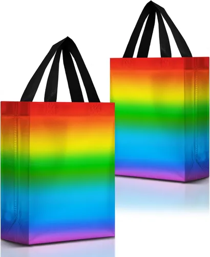Miniatura 22 de Nush Nush Juego de 12 bolsas de regalo medianas degradadas – 4 impresionantes y brillantes bolsas de regalo reutilizables con asas – Bolsa de regalo