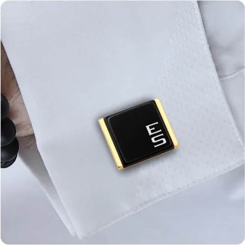 Gemelos grabados con inicial – Gemelos dorados personalizados – Gemelos personalizados para hombres – Regalos de novio o padrinos de boda – Regalo