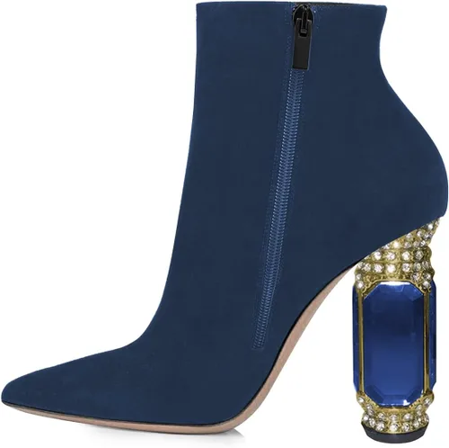 Miniatura 19 de FSJ Botas de tacón alto con punta puntiaguda para mujer, con tacón alto, con cremallera lateral brillante, estilo casual, para uso diario, zapatos