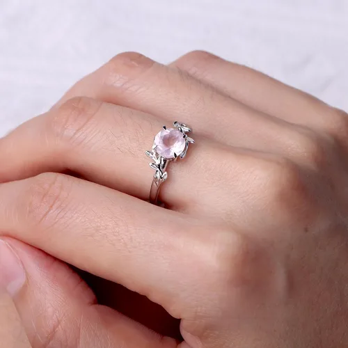 Miniatura 5 de LUO Anillo redondo de plata de ley 925 con piedra preciosa de 0.276 in para mujer