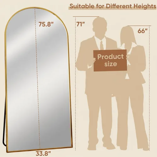 Miniatura 8 de Espejo de longitud completa, espejo arqueado grande de 76"x34", espejos de pie grandes, espejos altos para cuerpo, espejo de piso para dormitorio