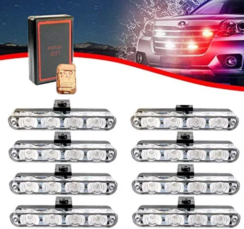 Miniatura 7 de 16 luces LED de policía estroboscópicas para automóvil, luces reflectivas para tablero de vehículo de emergencia de 12 V