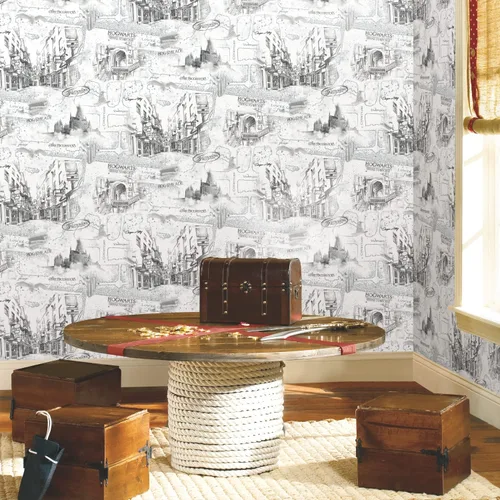 Miniatura 8 de RoomMates RMK12353PL Harry Potter Mapa Blanco Papel Tapiz Pelar y Pegar