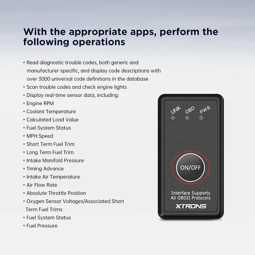 Miniatura 6 de XTRONS OBD2 II Herramienta de diagnóstico auto del coche lector de código de coche comprobar motor con interruptor de encendido/apagado