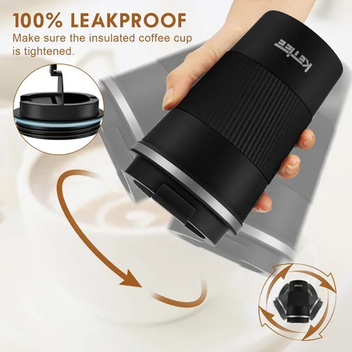 Miniatura 4 de KETIEE Taza de viaje de 12 onzas, taza de café aislada al vacío con tapa a prueba de fugas, vaso de café de viaje de acero inoxidable de doble pared