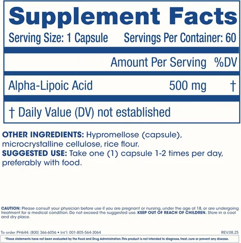 Miniatura 2 de ProHealth Ácido alfa lipoico de alta potencia de 500 mg promueve el metabolismo, la piel de aspecto más joven y la energía celular. Combate
