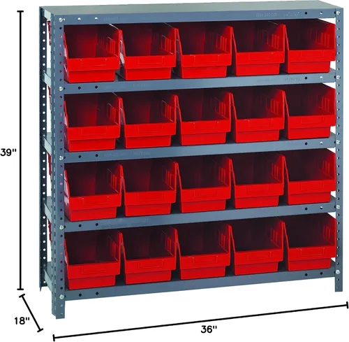 Miniatura 352 de Quantum QSBU-245BK Heavy Duty Shelving Unit with (7) Shelves and (24) QUS245 Black Bins for Garage Warehouse Storage Distribution 400 lb Load