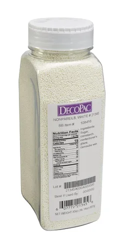 Miniatura 15 de DecoPac White Pearl Grand Nonpareils, gránulos elegantes en recipiente de mano, gránulos comestibles para pasteles de celebración, cupcakes, Blanco