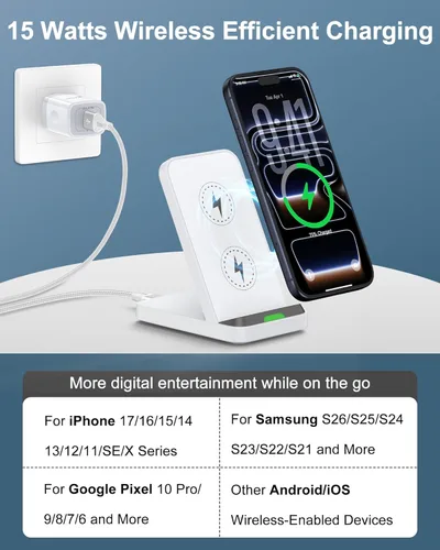 Miniatura 4 de Soporte de cargador inalámbrico para Google Pixel 10 Pro XL 10a 10Pro 9 9a 8 8a 7, Samsung Galaxy S26 S25 Ultra Plus S24 S23, estación de carga