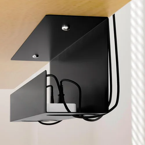 Miniatura 6 de Organizador de cables debajo del escritorio, bandeja de gestión de cables de 17 pulgadas, soporte para regleta de alimentación, organizador