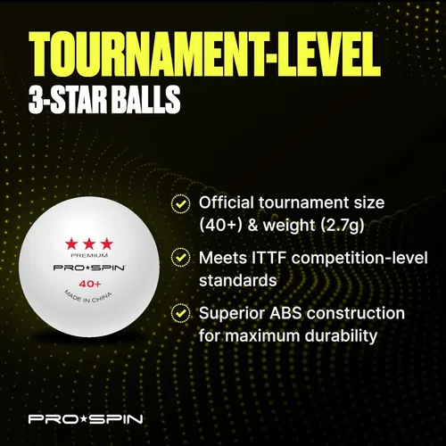 Miniatura 3 de PRO-SPIN Pelotas de ping pong - Pelotas de tenis de mesa blancas premium de 3 estrellas Calidad profesional de alto rendimiento ABS 40+