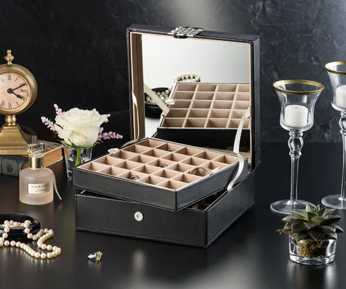Miniatura 2 de Caja organizadora clásica con 50 compartimientos para joyería: para aretes, anillos, brazaletes o collares