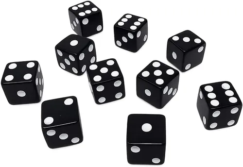 Miniatura 3 de 10 dados de juego de 0.630 in (negro con puntas rojas)