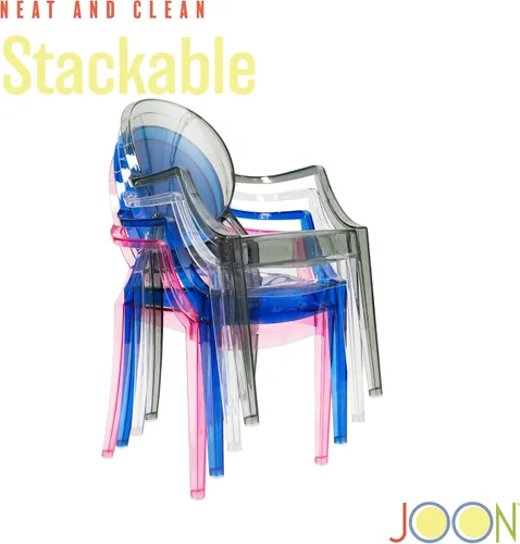 Miniatura 9 de JOON Paquete de 2 sillas fantasma para niños con reposabrazos transparentes, 25 x 13 x 14.5 pulgadas, material de policarbonato, altura del asiento