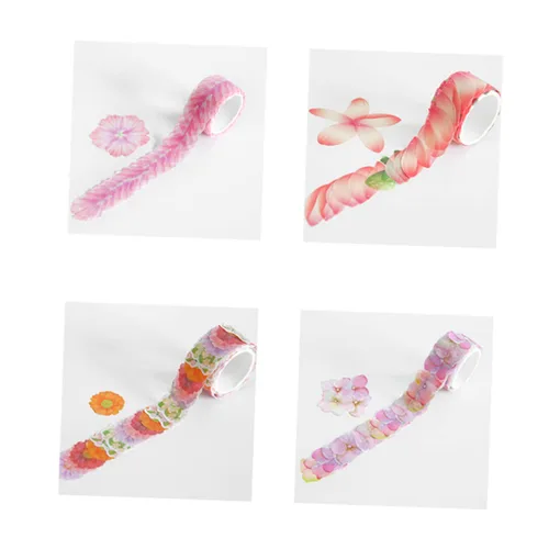 Miniatura 4 de EXCEART 3 calcomanías florales de cinta washi, álbumes de recortes, cinta de pétalos, calcomanías decorativas para manualidades y bricolaje 3