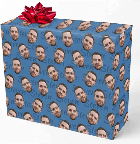 Miniatura 21 de M YESCUSTOM Papel de regalo con fotos personalizadas, papel de regalo para el Día de la Madre, Día del Padre, cumpleaños, Navidad